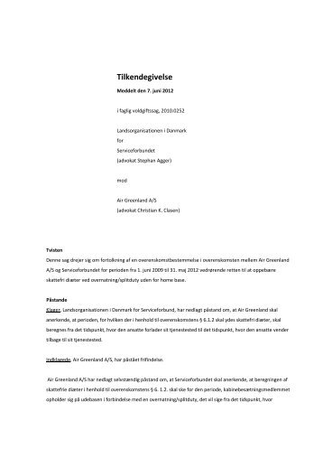 Tilkendegivelse - Arbejdsretten