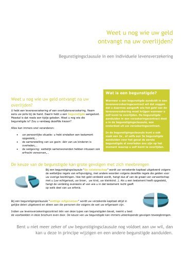 Begunstigingsclausule in een individuele ... - Assuralia