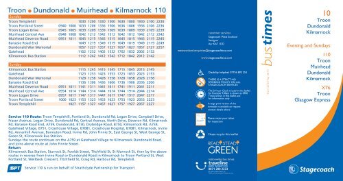 Troon • Dundonald • Muirhead • Kilmarnock 110 - Stagecoach