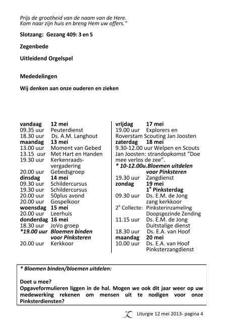 Orde van dienst – Doopsgezinde Gemeente Ouddorp