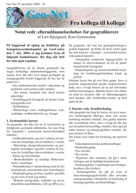 Geo-Nyt 59 december 2004 Geografilærerforeningen