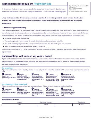 Dienstverleningsdocument - Vereniging Eigen Huis