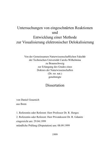 Untersuchungen von eingeschn¨urten Reaktionen und Entwicklung ...