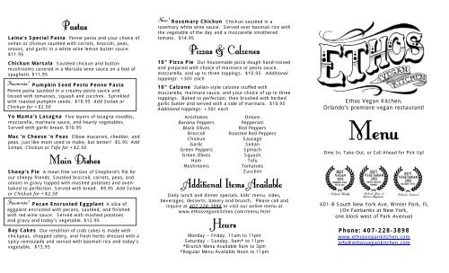 Ethos menu deals