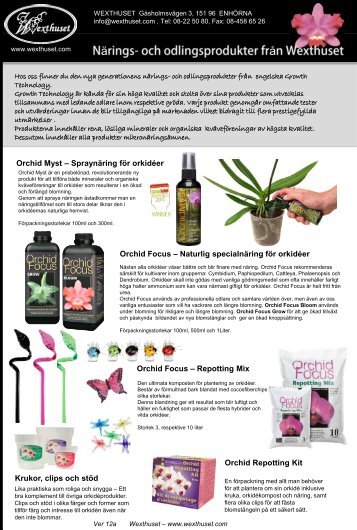 Orchid Myst – Spraynäring för orkidéer Orchid Focus ... - Wexthuset