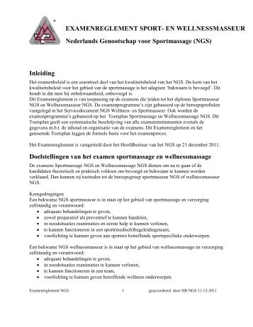 Examenreglement 2011-2012 - Nederlands Genootschap voor ...