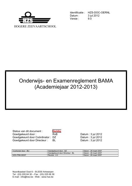 Onderwijs- en examenreglement - Hogere Zeevaartschool