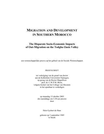 migration and development in southern morocco - Hein De Haas