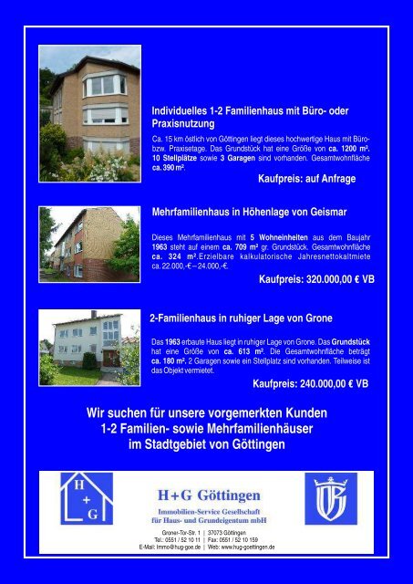 auf Anfrage Kaufpreis: 320.000,00 € VB ... - H+G Göttingen eV