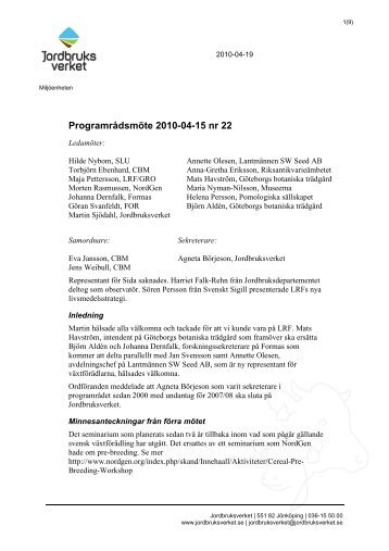 Programrådsmöte 2010-04-15 nr 22 - POM