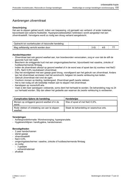 Aanbrengen zilvernitraat - TSN Thuiszorg