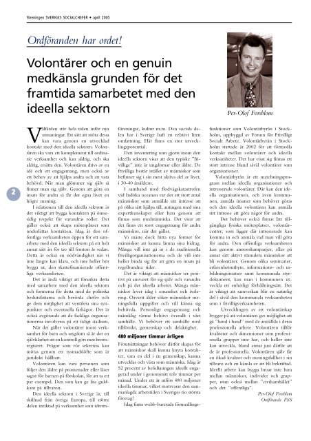 FSS-tidning april 05 - Föreningen Sveriges Socialchefer