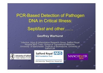 PCR-Based Detection of Pathogen DNA in Critical Illness: Septifast ...