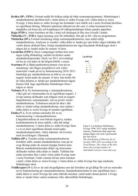 Övervakning av fåglarnas populationsutveckling Årsrapport för 2011