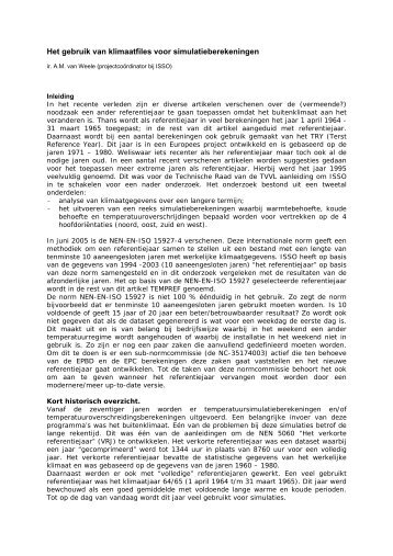 Het gebruik van klimaatfiles voor simulatieberekeningen - Isso