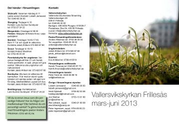 Vallersvikskyrkan program mars-juni 2013