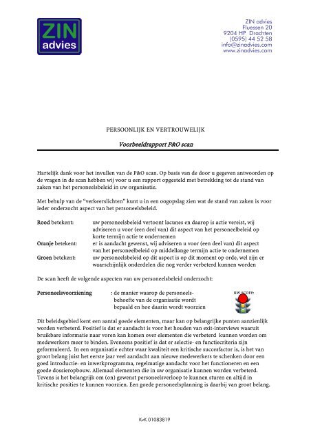 Voorbeeld rapportage 2  ZIN advies