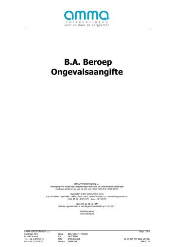 B.A. Beroep Ongevalsaangifte - amma verzekeringen