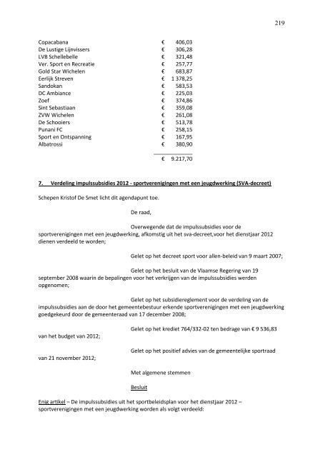 verslag gemeenteraad 19 december 2012.pdf - Gemeente Wichelen