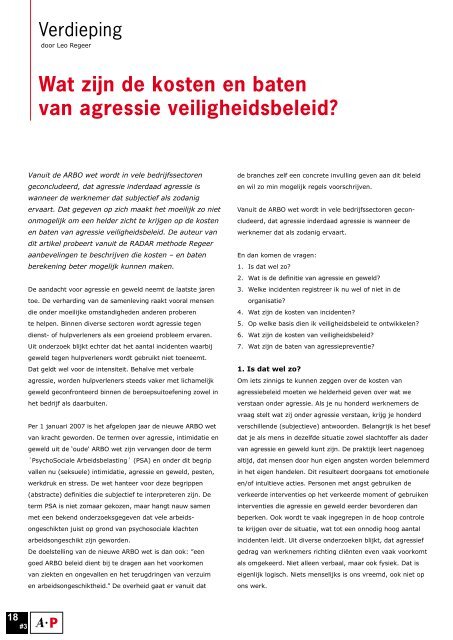 Kosten en baten van agressie veiligheidsbeleid - Tijdschrift over ...