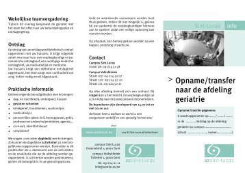 Opname/transfer naar de afdeling geriatrie - AZ Sint-Lucas