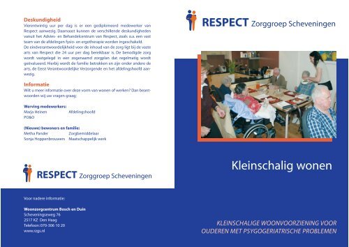 brochure kleinschaligwonen.pdf - RESPECT Zorggroep Scheveningen