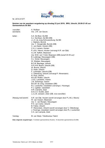Agendapunt 2 - Notulen vergadering 23-06-10.pdf - Bestuur Regio ...