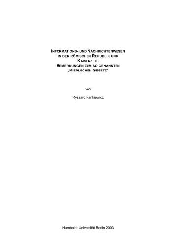 von Ryszard Pankiewicz Humboldt-Universität Berlin ... - Pomoerium