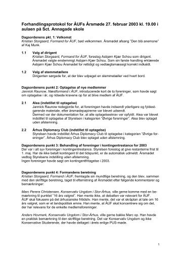 Forhandlingsprotokol (referat) (PDF) - Århus Ungdommens Fællesråd