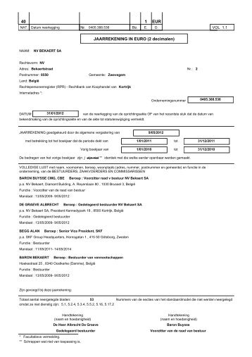 40 1 EUR JAARREKENING IN EURO (2 decimalen) / - Bekaert