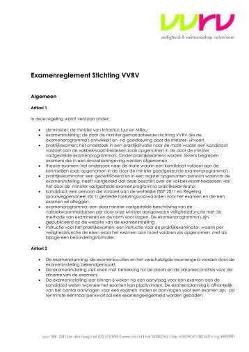 Examenreglement Stichting VVRV