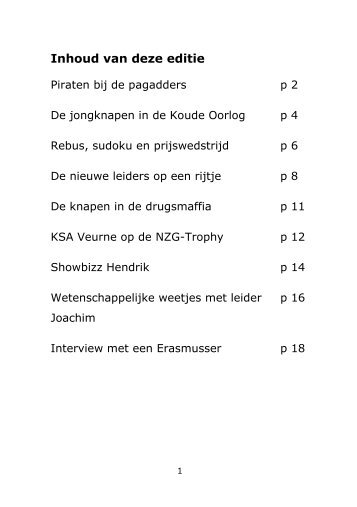 Inhoud van deze editie - KSA Kerelstede Veurne