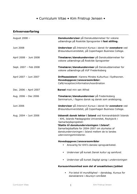 • CURRICULUM VITAE • Stine Weiersøe Villadsen •