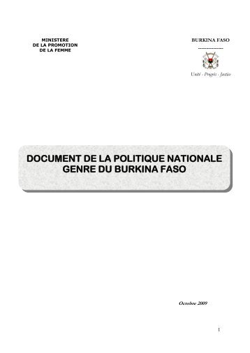 document de la politique nationale genre du burkina faso