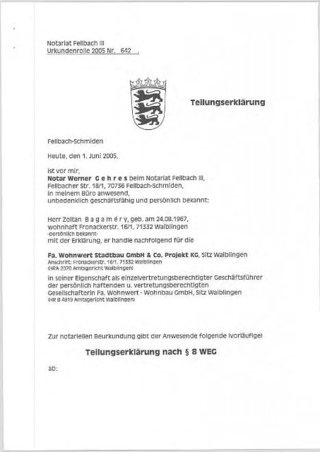 Teilungserklärung - wohnwert.info
