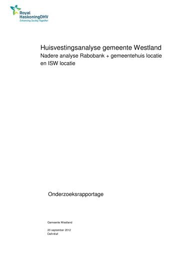 Huisvestingsanalyse gemeente Westland - Greenport Westland