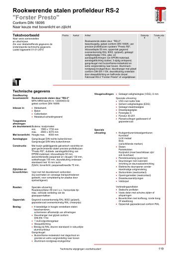 Rookwerende stalen profieldeur RS-2 "Forster Presto"