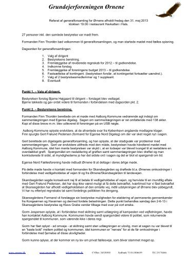 Referat fra Generalforsamlingen 2013 - Grundejerforeningen Oernene