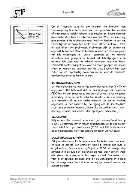 Nummer 6.12 23 mei 2013 Sint Trudo Info Pagina - Qliq Primair