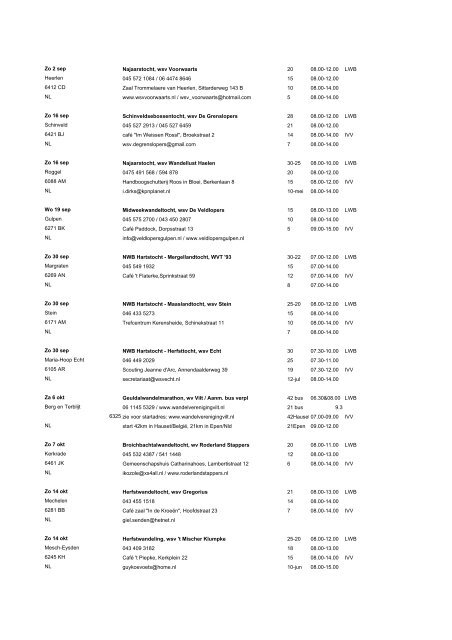 Wandelprogramma 2012 vanaf mei - De Veldlopers Gulpen