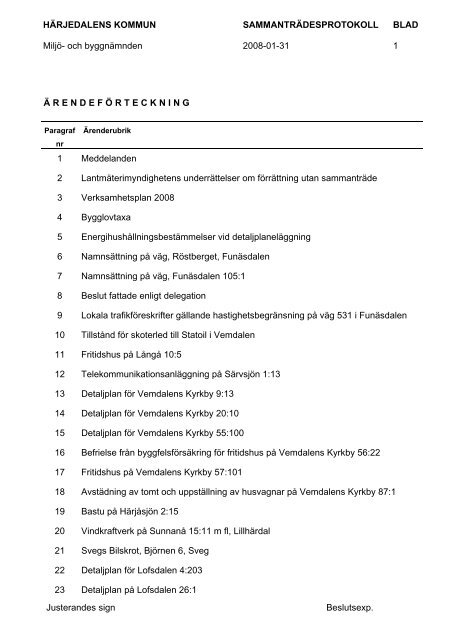 Protokoll - Härjedalen