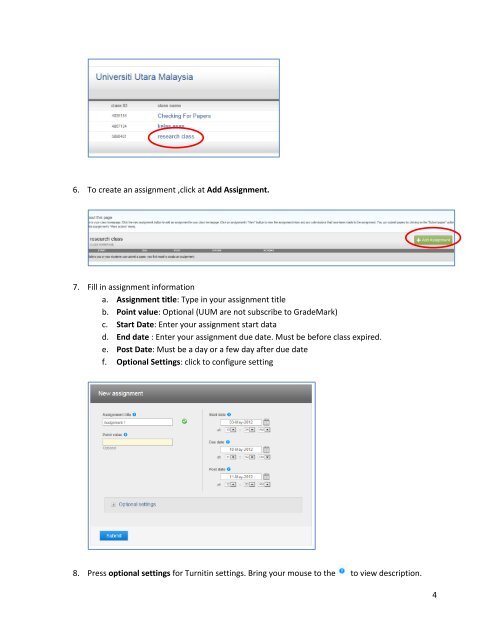 Creating Turnitin Assignment through Turnitin Page - UUM Learning ...
