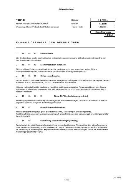 KLASSIFICERINGAR OCH DEFINITIONER - Tilastokeskus