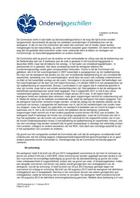 SAMENVATTING UITSPRAAK - Onderwijsgeschillen