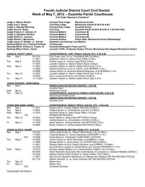 Fourth Judicial District Court Civil Docket - 4th Judicial District Court