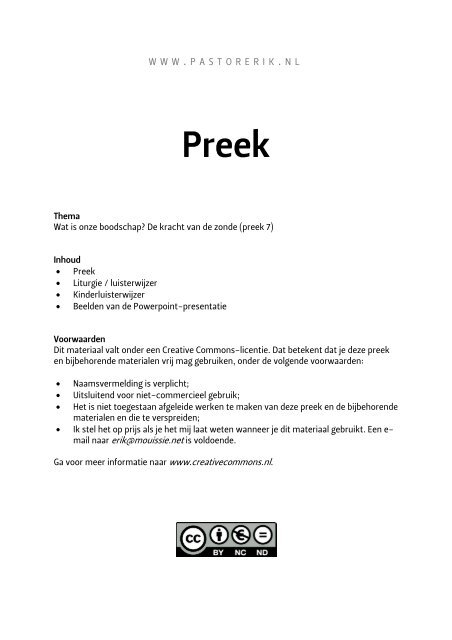 Wat Is Onze Boodschap - Preek 7