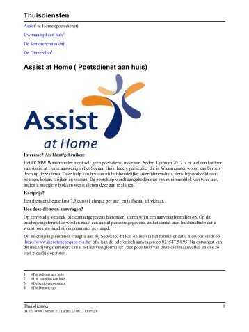 Thuisdiensten Assist at Home ( Poetsdienst aan huis) - Gemeente ...