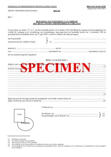 Bijlage 26 quater Beslissing tot weigering van verblijf met bevel om ...