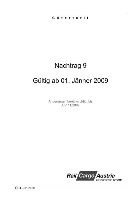 Nachtrag 9 Gültig ab 01. Jänner 2009