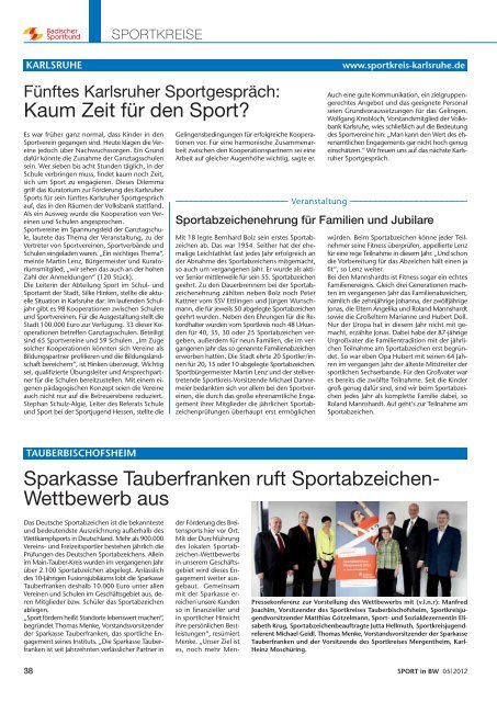 Sport in bw Nr. 05/12 - Badischer Sportbund Nord ev